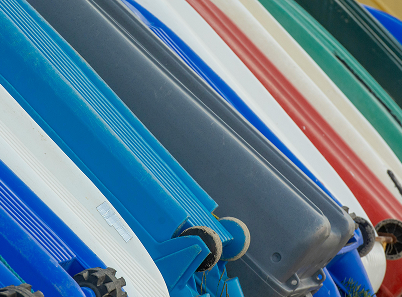 kayaks on a rack